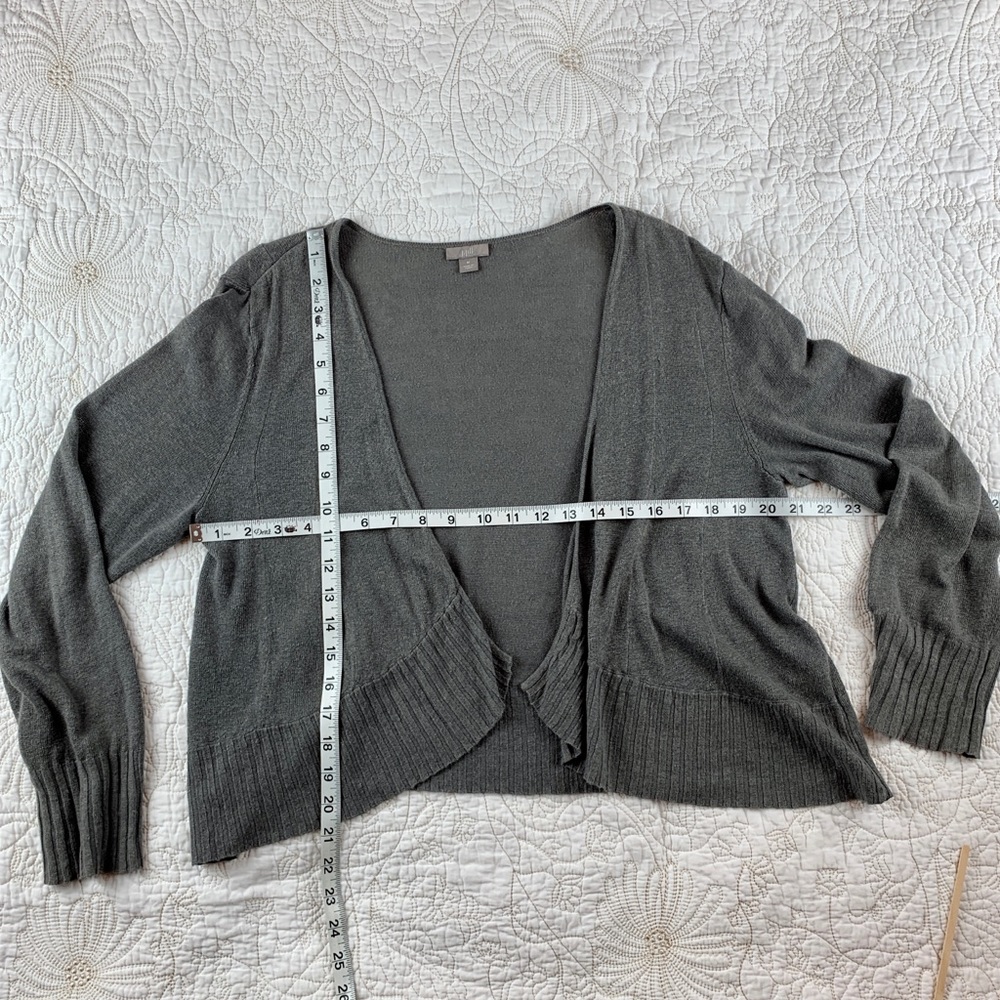 J Jill Gray Linen Blend Open Front Cardigan - Picture 3 of 7